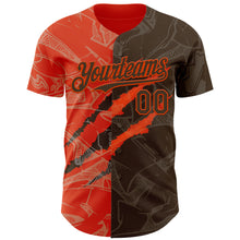 Загрузить изображение в средство просмотра галереи, Custom Graffiti Pattern Brown-Orange 3D Scratch Authentic Baseball Jersey
