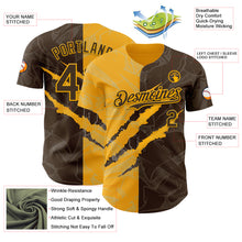 Загрузить изображение в средство просмотра галереи, Custom Graffiti Pattern Brown-Gold 3D Scratch Authentic Baseball Jersey
