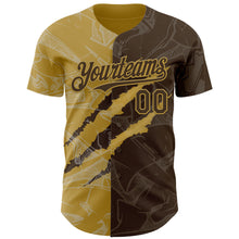 Загрузить изображение в средство просмотра галереи, Custom Graffiti Pattern Brown-Old Gold 3D Scratch Authentic Baseball Jersey
