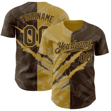 Загрузить изображение в средство просмотра галереи, Custom Graffiti Pattern Brown-Old Gold 3D Scratch Authentic Baseball Jersey
