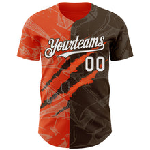 Загрузить изображение в средство просмотра галереи, Custom Graffiti Pattern White Brown-Orange 3D Scratch Authentic Baseball Jersey
