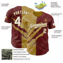 Загрузить изображение в средство просмотра галереи, Custom Graffiti Pattern White Burgundy-Old Gold 3D Scratch Authentic Baseball Jersey
