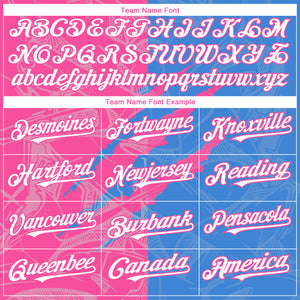 Custom Graffiti Pattern White Electric Blue-Pink 3D Scratch Authentic Baseball Jersey