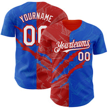 Загрузить изображение в средство просмотра галереи, Custom Graffiti Pattern White Thunder Blue-Red 3D Scratch Authentic Baseball Jersey

