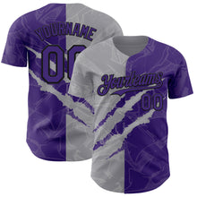 Загрузить изображение в средство просмотра галереи, Custom Graffiti Pattern Purple Gray-Black 3D Scratch Authentic Baseball Jersey

