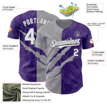 Загрузить изображение в средство просмотра галереи, Custom Graffiti Pattern White Purple-Gray 3D Scratch Authentic Baseball Jersey
