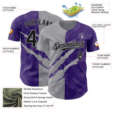Загрузить изображение в средство просмотра галереи, Custom Graffiti Pattern Black Purple-Gray 3D Scratch Authentic Baseball Jersey

