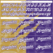 Загрузить изображение в средство просмотра галереи, Custom Graffiti Pattern White Purple-Old Gold 3D Scratch Authentic Baseball Jersey
