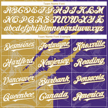 Загрузить изображение в средство просмотра галереи, Custom Graffiti Pattern White Purple-Old Gold 3D Scratch Authentic Baseball Jersey

