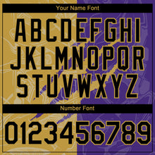 Загрузить изображение в средство просмотра галереи, Custom Graffiti Pattern Black Purple-Old Gold 3D Scratch Authentic Baseball Jersey
