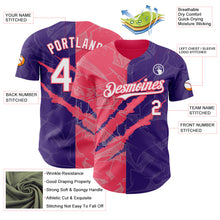 Загрузить изображение в средство просмотра галереи, Custom Graffiti Pattern White Purple-Neon Pink 3D Scratch Authentic Baseball Jersey
