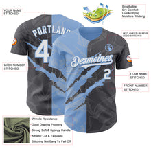 Загрузить изображение в средство просмотра галереи, Custom Graffiti Pattern White Steel Gray-Light Blue 3D Scratch Authentic Baseball Jersey
