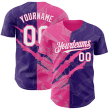 Загрузить изображение в средство просмотра галереи, Custom Graffiti Pattern White Purple-Pink 3D Scratch Authentic Baseball Jersey
