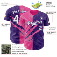 Загрузить изображение в средство просмотра галереи, Custom Graffiti Pattern White Purple-Pink 3D Scratch Authentic Baseball Jersey
