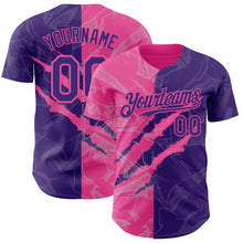 Загрузить изображение в средство просмотра галереи, Custom Graffiti Pattern Purple-Pink 3D Scratch Authentic Baseball Jersey
