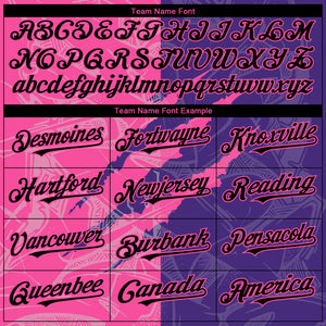Custom Graffiti Pattern Black Purple-Pink 3D Scratch Authentic Baseball Jersey