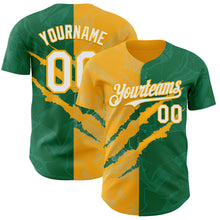 Загрузить изображение в средство просмотра галереи, Custom Graffiti Pattern White Kelly Green-Gold 3D Scratch Authentic Baseball Jersey
