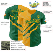 Загрузить изображение в средство просмотра галереи, Custom Graffiti Pattern Kelly Green-Gold 3D Scratch Authentic Baseball Jersey
