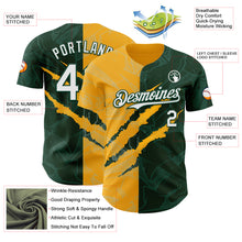 Загрузить изображение в средство просмотра галереи, Custom Graffiti Pattern White Green-Gold 3D Scratch Authentic Baseball Jersey
