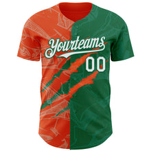 Load image into Gallery viewer, Custom Graffiti Pattern White Kelly Green-Orange 3D Scratch Authentic Baseball Jersey
