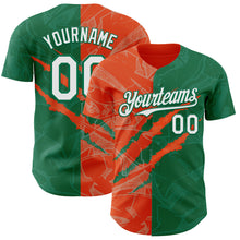 Load image into Gallery viewer, Custom Graffiti Pattern White Kelly Green-Orange 3D Scratch Authentic Baseball Jersey
