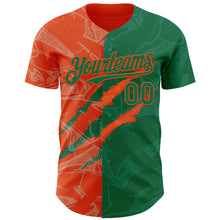 Load image into Gallery viewer, Custom Graffiti Pattern Kelly Green-Orange 3D Scratch Authentic Baseball Jersey
