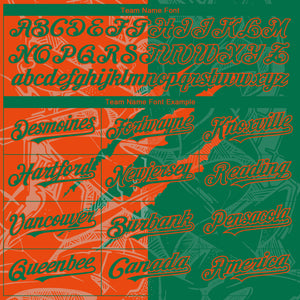 Custom Graffiti Pattern Kelly Green-Orange 3D Scratch Authentic Baseball Jersey
