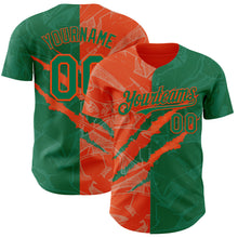 Load image into Gallery viewer, Custom Graffiti Pattern Kelly Green-Orange 3D Scratch Authentic Baseball Jersey
