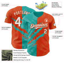 Load image into Gallery viewer, Custom Graffiti Pattern White Orange-Aqua 3D Scratch Authentic Baseball Jersey

