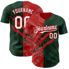 Load image into Gallery viewer, Custom Graffiti Pattern White Green-Red 3D Scratch Authentic Baseball Jersey
