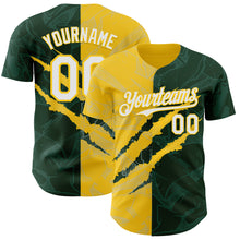 Load image into Gallery viewer, Custom Graffiti Pattern White Green-Yellow 3D Scratch Authentic Baseball Jersey
