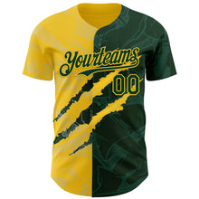 Load image into Gallery viewer, Custom Graffiti Pattern Green-Yellow 3D Scratch Authentic Baseball Jersey
