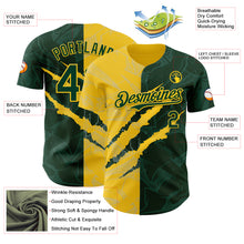 Load image into Gallery viewer, Custom Graffiti Pattern Green-Yellow 3D Scratch Authentic Baseball Jersey
