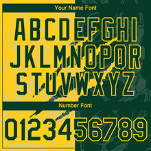 Load image into Gallery viewer, Custom Graffiti Pattern Green-Yellow 3D Scratch Authentic Baseball Jersey
