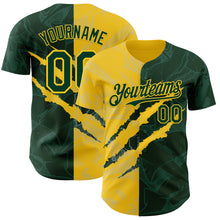 Load image into Gallery viewer, Custom Graffiti Pattern Green-Yellow 3D Scratch Authentic Baseball Jersey
