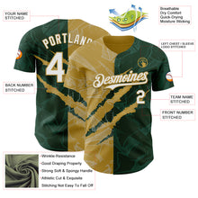 Load image into Gallery viewer, Custom Graffiti Pattern White Green-Old Gold 3D Scratch Authentic Baseball Jersey
