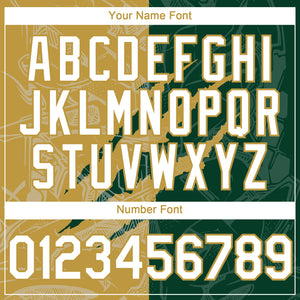 Custom Graffiti Pattern White Green-Old Gold 3D Scratch Authentic Baseball Jersey