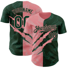 Load image into Gallery viewer, Custom Graffiti Pattern Green-Medium Pink 3D Scratch Authentic Baseball Jersey
