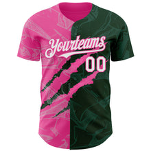 Load image into Gallery viewer, Custom Graffiti Pattern White Green-Pink 3D Scratch Authentic Baseball Jersey
