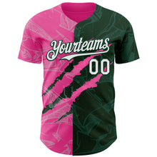 Load image into Gallery viewer, Custom Graffiti Pattern White Green-Pink 3D Scratch Authentic Baseball Jersey
