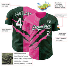 Load image into Gallery viewer, Custom Graffiti Pattern White Green-Pink 3D Scratch Authentic Baseball Jersey
