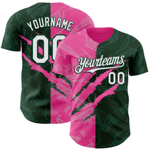Load image into Gallery viewer, Custom Graffiti Pattern White Green-Pink 3D Scratch Authentic Baseball Jersey
