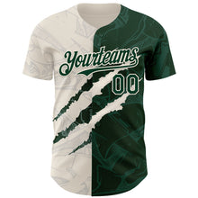 Load image into Gallery viewer, Custom Graffiti Pattern Green-Cream 3D Scratch Authentic Baseball Jersey
