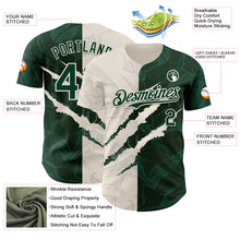 Load image into Gallery viewer, Custom Graffiti Pattern Green-Cream 3D Scratch Authentic Baseball Jersey
