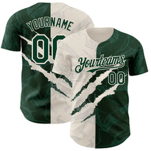 Load image into Gallery viewer, Custom Graffiti Pattern Green-Cream 3D Scratch Authentic Baseball Jersey
