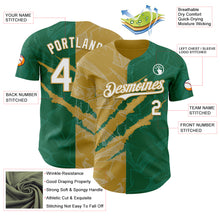 Load image into Gallery viewer, Custom Graffiti Pattern White Kelly Green-Old Gold 3D Scratch Authentic Baseball Jersey
