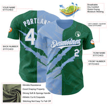 Load image into Gallery viewer, Custom Graffiti Pattern White Kelly Green-Light Blue 3D Scratch Authentic Baseball Jersey
