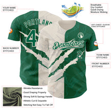 Load image into Gallery viewer, Custom Graffiti Pattern Kelly Green-Cream 3D Scratch Authentic Baseball Jersey
