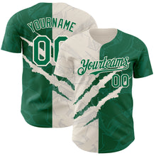 Load image into Gallery viewer, Custom Graffiti Pattern Kelly Green-Cream 3D Scratch Authentic Baseball Jersey

