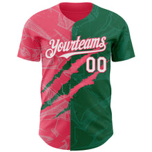 Load image into Gallery viewer, Custom Graffiti Pattern White Kelly Green-Neon Pink 3D Scratch Authentic Baseball Jersey
